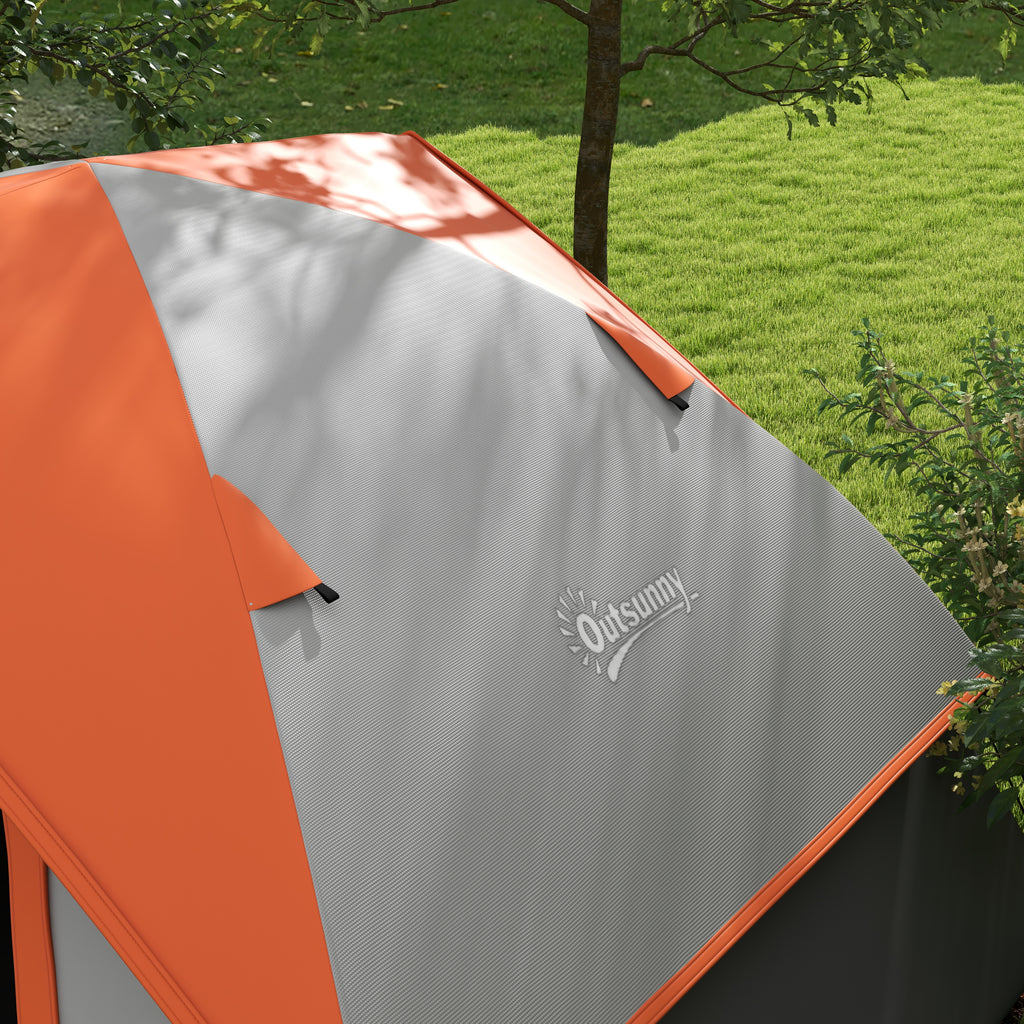 2-Person Camping Tent with Mesh Window and Hook, in Polyester, 210x150x110 cm, Gray and Orange