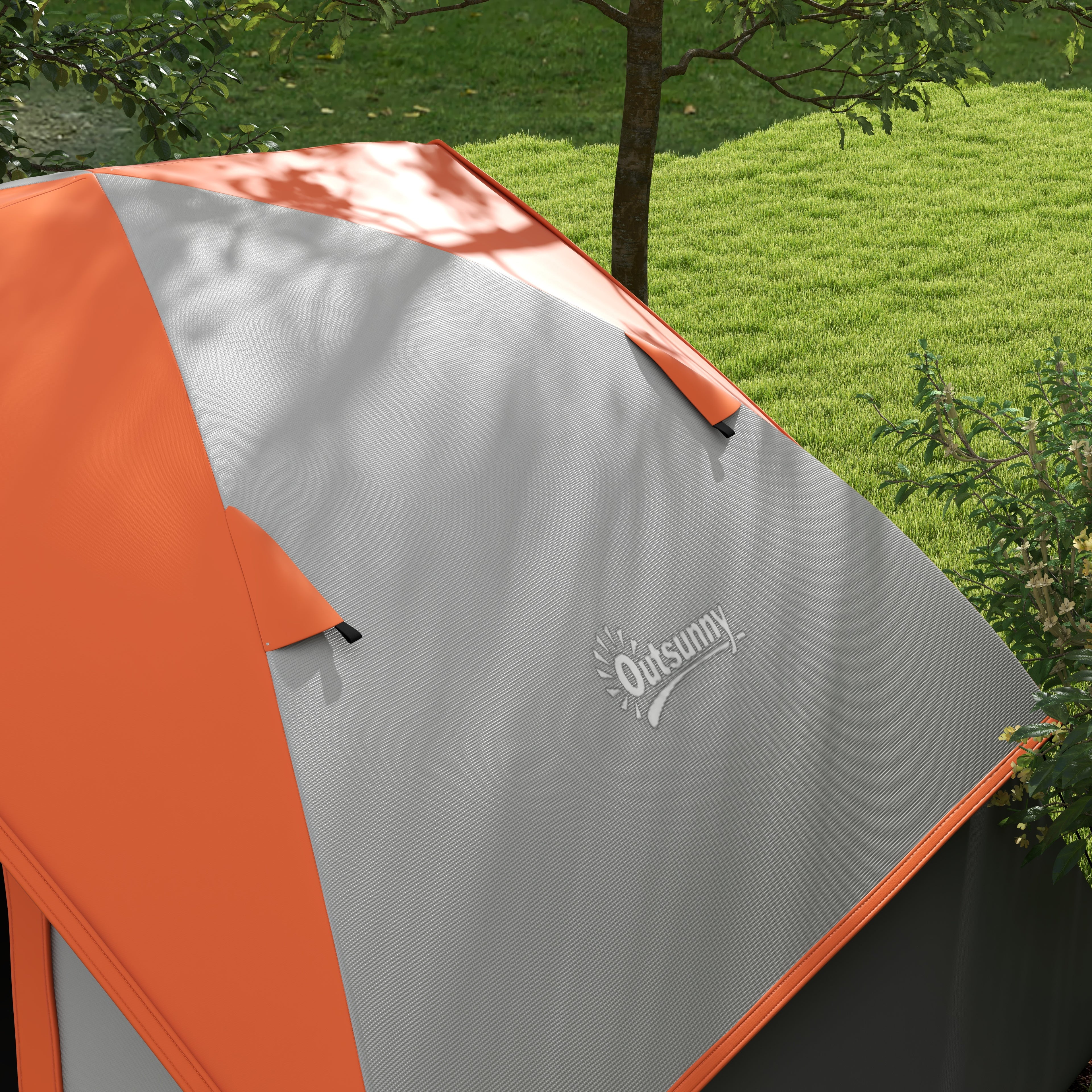 2-Person Camping Tent with Mesh Window and Hook, in Polyester, 210x150x110 cm, Gray and Orange