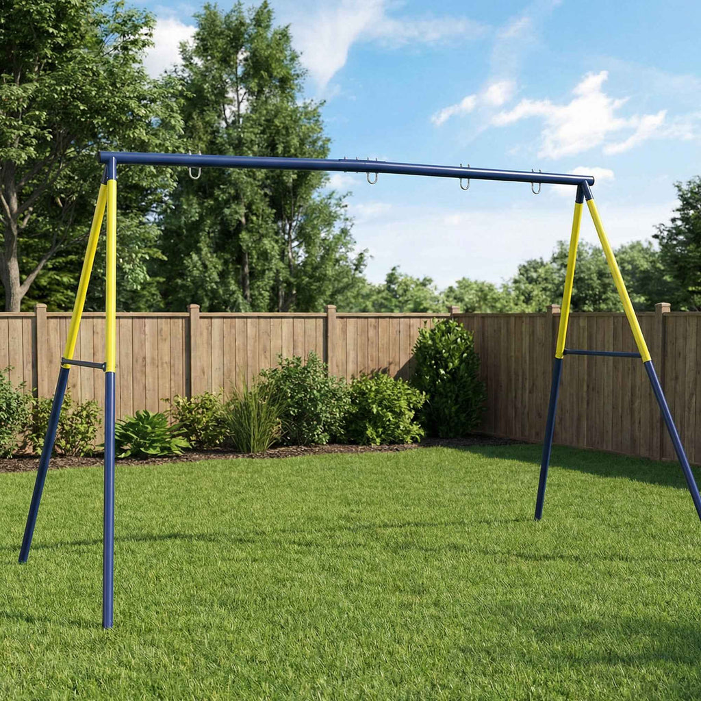 Garden Swing Frame for Children Ages 3-8 Years, Steel, 4 Hooks, 260x160x178 cm, Blue
