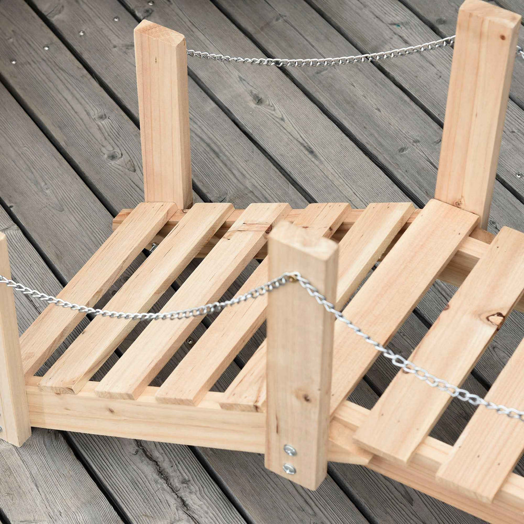 Outsunny Wooden Garden Bridge for Pond with Arched Walkway