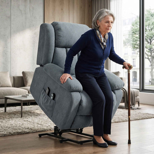 HOMCOM 135° Electric Lift Reclining Chair in Linen Effect Fabric with Footrest, Grey