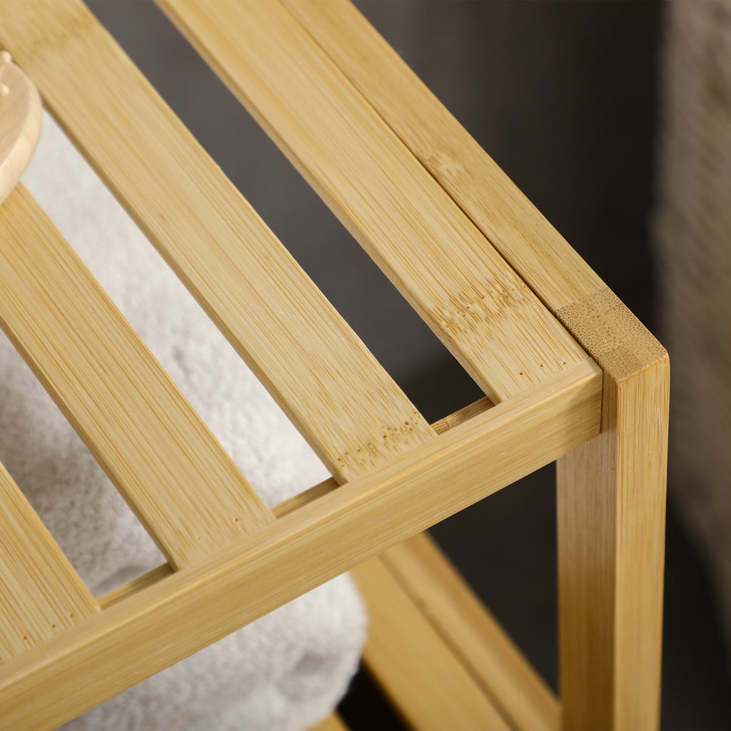 Bamboo Bathroom Cabinet with Single Door Cabinet, 33x36. 5x67cm, Natural Wood Color