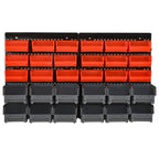 Tool Organizer with 30 Adjustable and Removable Bins, Wall Mounted, PP, Red Grey Black, 37.5x18x63cm