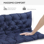 Outsunny Capitonné Style Garden Cushion with 6 Ties, in Cotton and Polyester, 150x98x8 cm, Dark Blue