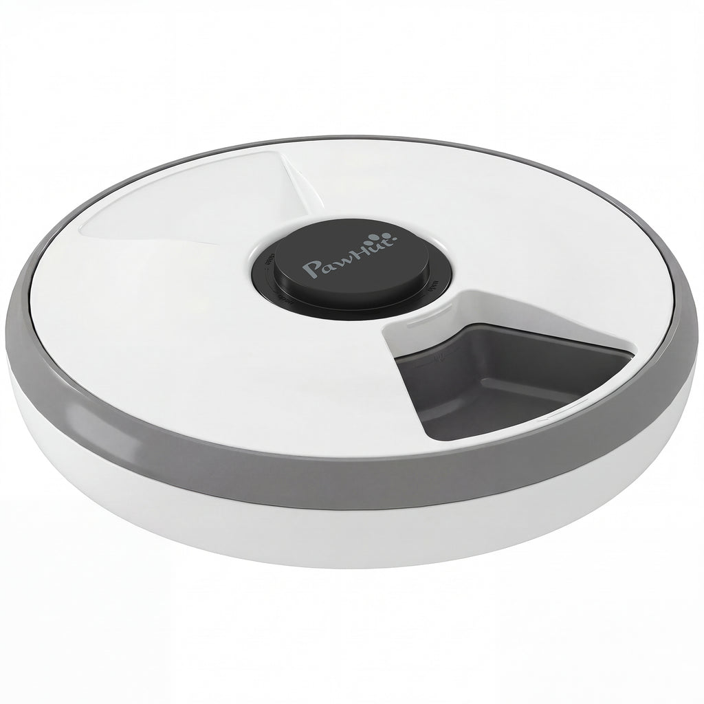 PawHut Automatic Cat and Dog Food Dispenser with Timer and LED Display, 1-6 Meals a Day, for Dry and Wet Food