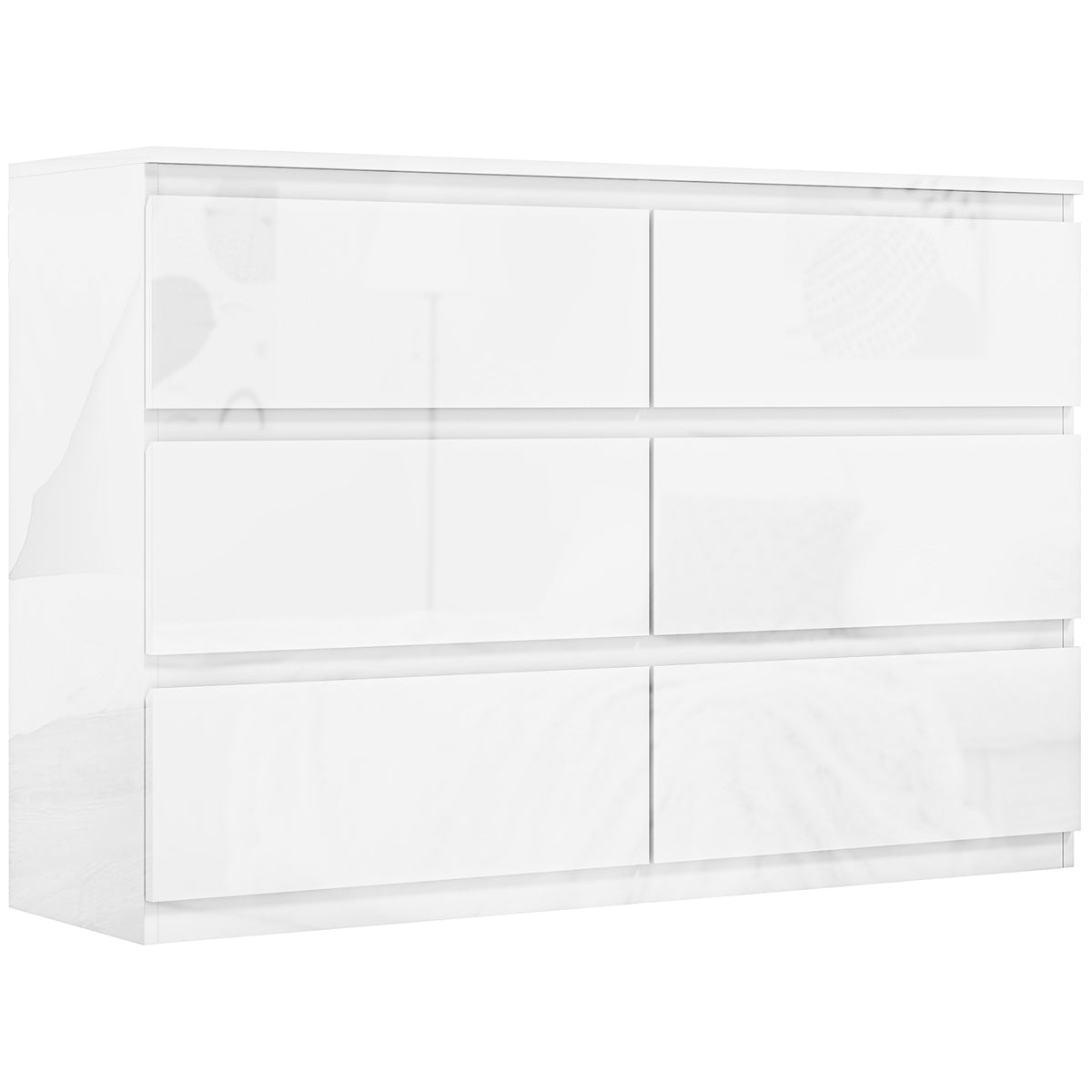 HOMCOM 6-Drawer Wooden Chest of Drawers, Modern and Multipurpose Bedroom Dresser, 112x34x75 cm, White