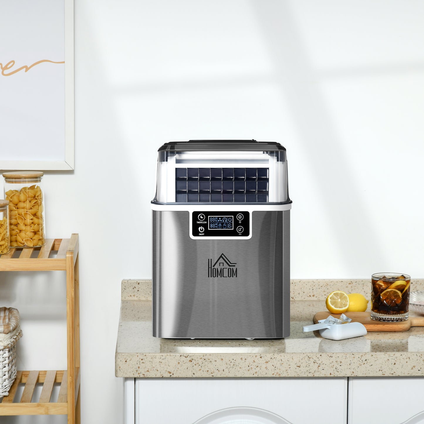 24 Cube Ice Maker in 14-18 Minutes with Adjustable Size - Borgè