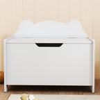 Bear-Shaped Wooden Toy Storage Chest with 20kg Capacity, 60x38x48cm, White