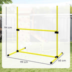 PawHut Set of 4 Agility Dog Training Hurdles, Adjustable Height, with Carry Bag, Yellow