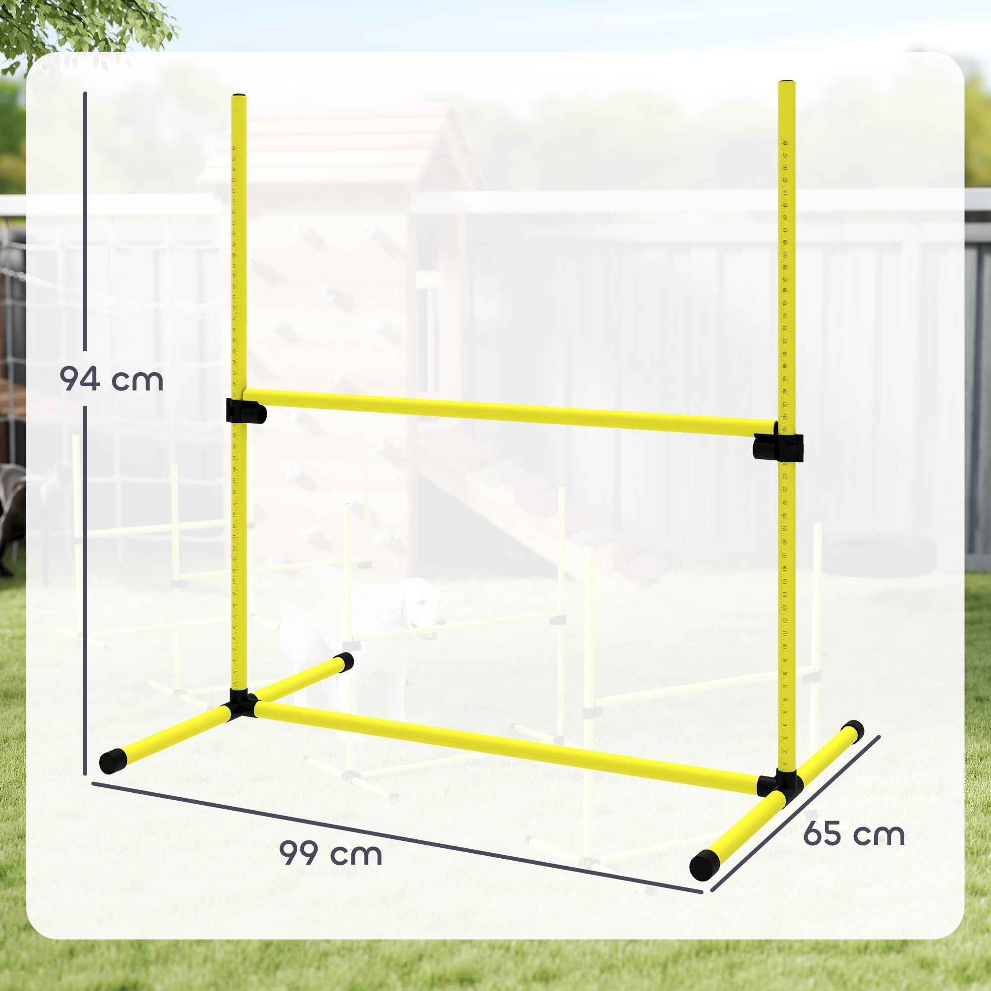 PawHut Set of 4 Agility Dog Training Hurdles, Adjustable Height, with Carry Bag, Yellow