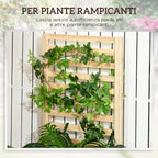 Planter with Trellis for Climbing and Open Bottom, in Fir Wood, 230x60x110 cm, Wood color