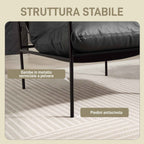 HOMCOM PU Leather Metal Frame Lounge Chair with Thick Cushions, 74.5 x 75 x 77 cm, Charcoal Grey