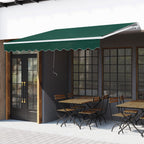 Outsunny 3x2m Adjustable Angle Crank Awning in Aluminum, Steel and Green Polyester