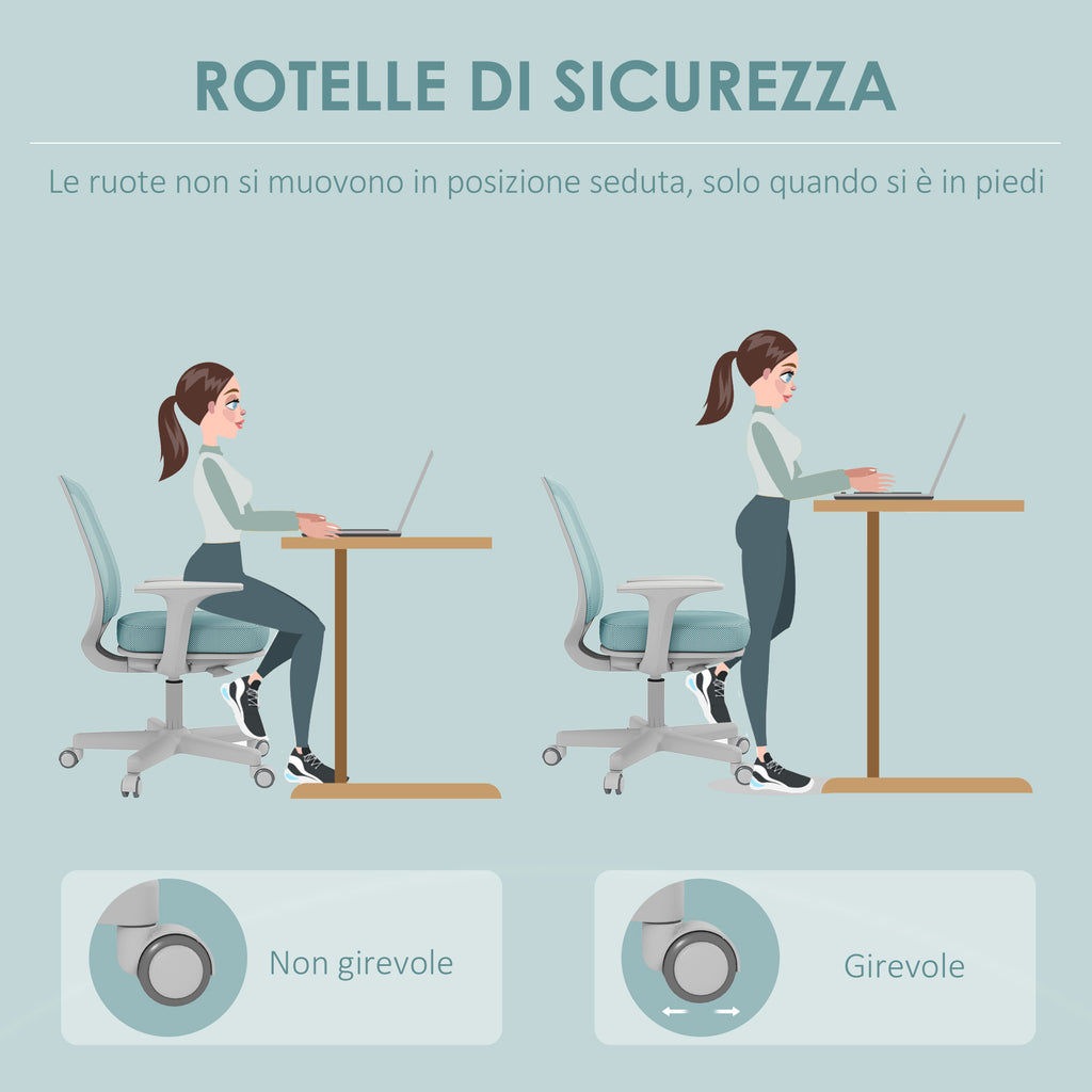 Ergonomic Height-Adjustable Office Chair with Breathable Backrest, 55x48x82.5-94.5 cm, Light Green