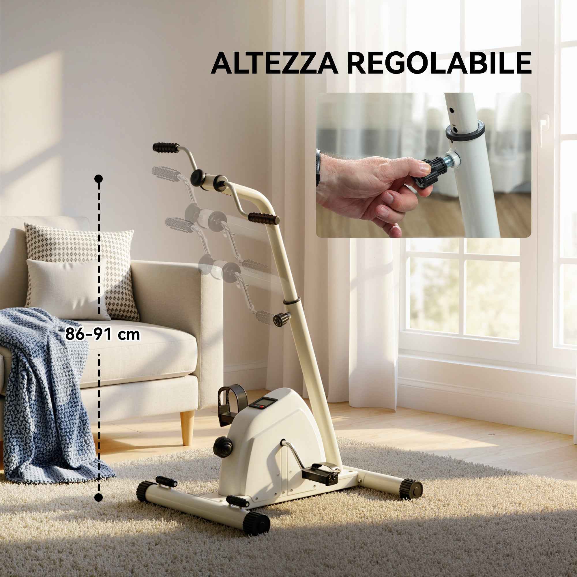 SPORTNOW Arm and Leg Rehabilitation Bike with Adjustable Height and Resistance, LCD Display, White