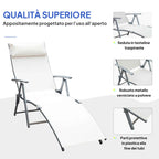 Outsunny Folding Garden Lounger with Cushion, 7-Reclining Backrest, 137x63.5x100.5cm, Beige