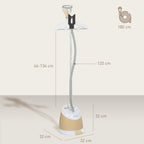 1800W Vertical Steam Iron with 1.8L Tank, Adjustable Height and Accessories, Gold