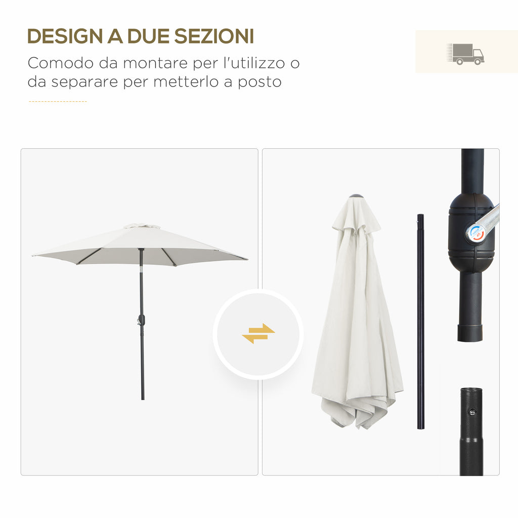2.6x2.4 m Garden Umbrella with Crank and Tilting Head, in Aluminum and Polyester, Beige and Black