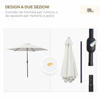 2.6x2.4 m Garden Umbrella with Crank and Tilting Head, in Aluminum and Polyester, Beige and Black