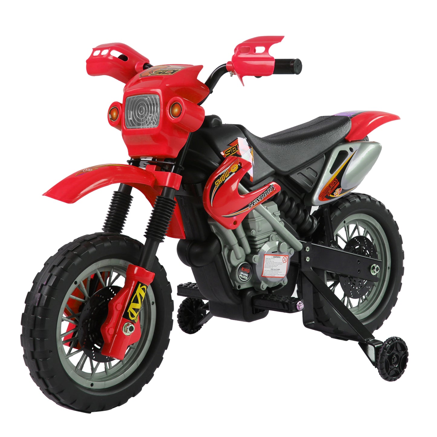 Electric Motorcycle for Children 3-6 Years in PP Plastic with Support Wheels, Headlights and Music, 102x53x66 cm, Red and Black