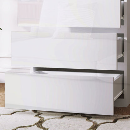 Modern 5-Drawer Anti-Tip Wooden Chest of Drawers, 55x33x100 cm, Glossy White