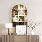 HOMCOM Modern Arched Wall Mirror 70x50cm for Bedroom and Living Room, Gold
