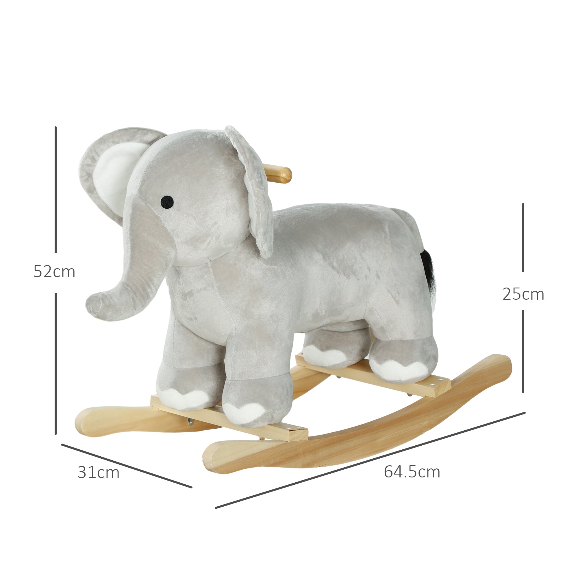 Elephant Rocking Horse for Children Ages 2-4 with Sounds and Soft Cover, Grey