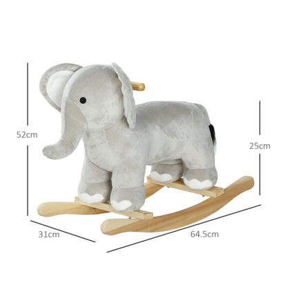 AIYAPLAY Rocking Horse for Children 2-4 Years in Elephant Shape with Sounds and Soft Cover, Gray