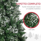 180cm Snow-Covered Christmas Tree with 240 LED Lights and 618 Branches with Steel Base