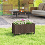 Outsunny 85L Raised Planter with Lockable Wheels, Self-Watering and Drainage Holes, Brown