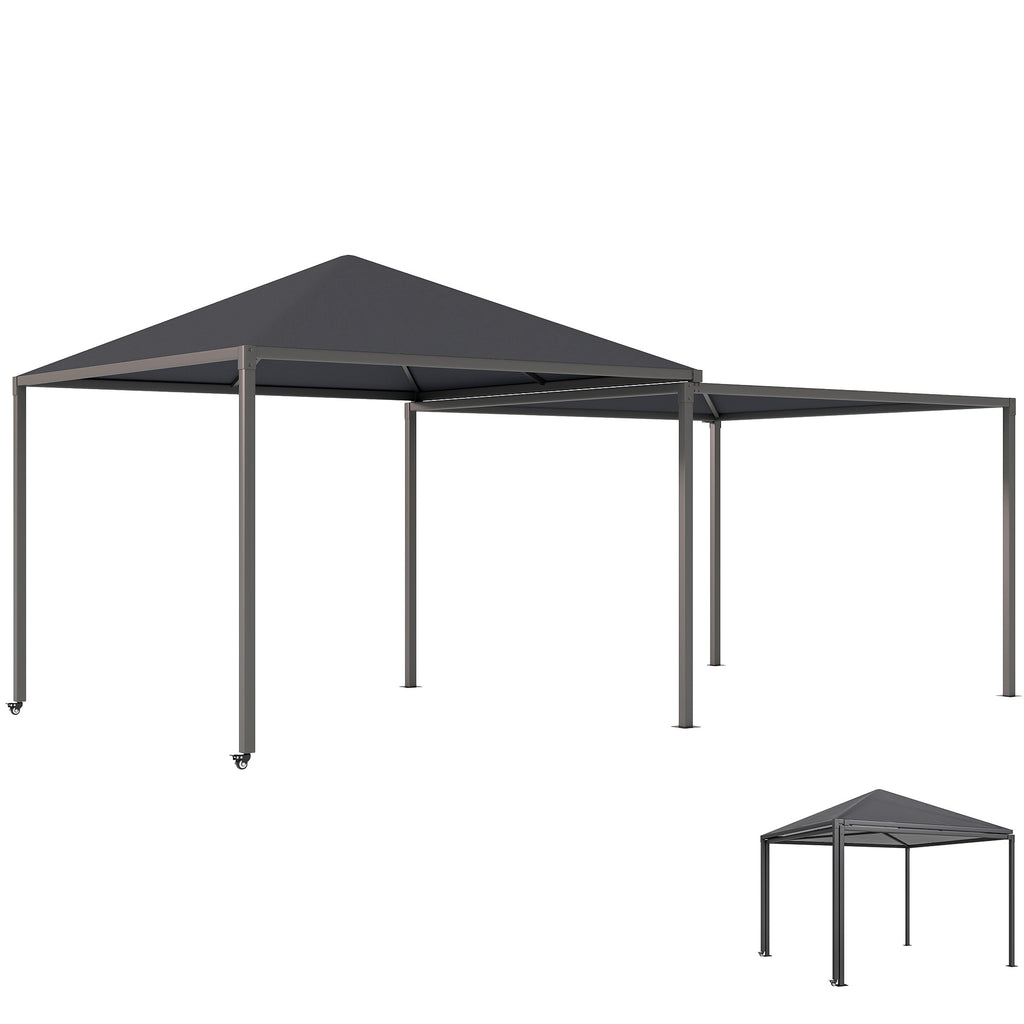 Extendable Garden Gazebo with Wheels and UPF30+ Polyester Cover, 3x3 m/3x5.6 m, Grey