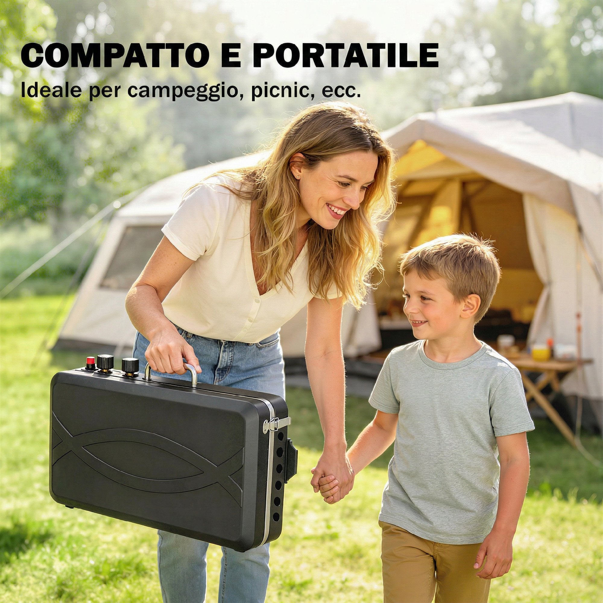 Outsunny 2-in-1 Portable Propane Gas BBQ with Grill and Stove, 7KW, Black