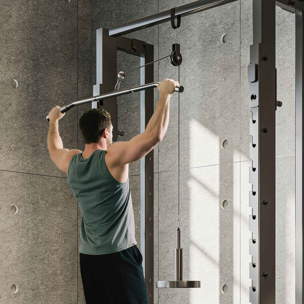 SPORTNOW Pulley Machine Home Gym and LAT Pulley Machine, Universal Weight Plate Attachment and Accessories