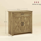Country Kitchen Sideboard with 2-Door Cabinet and Drawer, 80x39.7x80cm, Wood Color