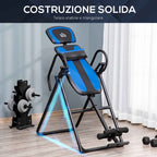 HOMCOM Folding Gravity Inversion Table with Adjustable Length (140-203cm) and Wheels, Black and Blue