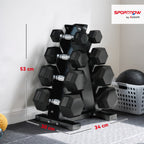 Hex Dumbbell Set with Stand and Non-Slip Grip, 2x2kg, 2x5kg, 2x8kg, 2x10kg, Black