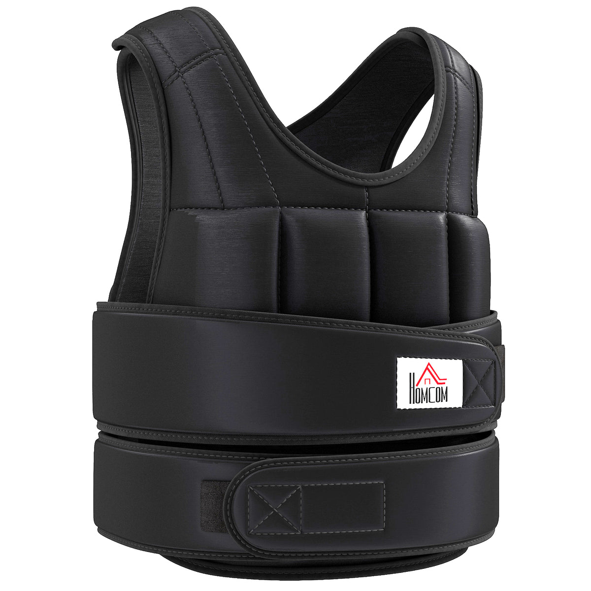 HOMCOM Unisex Weighted Vest 10kg, 38 Individual Weights, Padding, Velcro Closures, Black