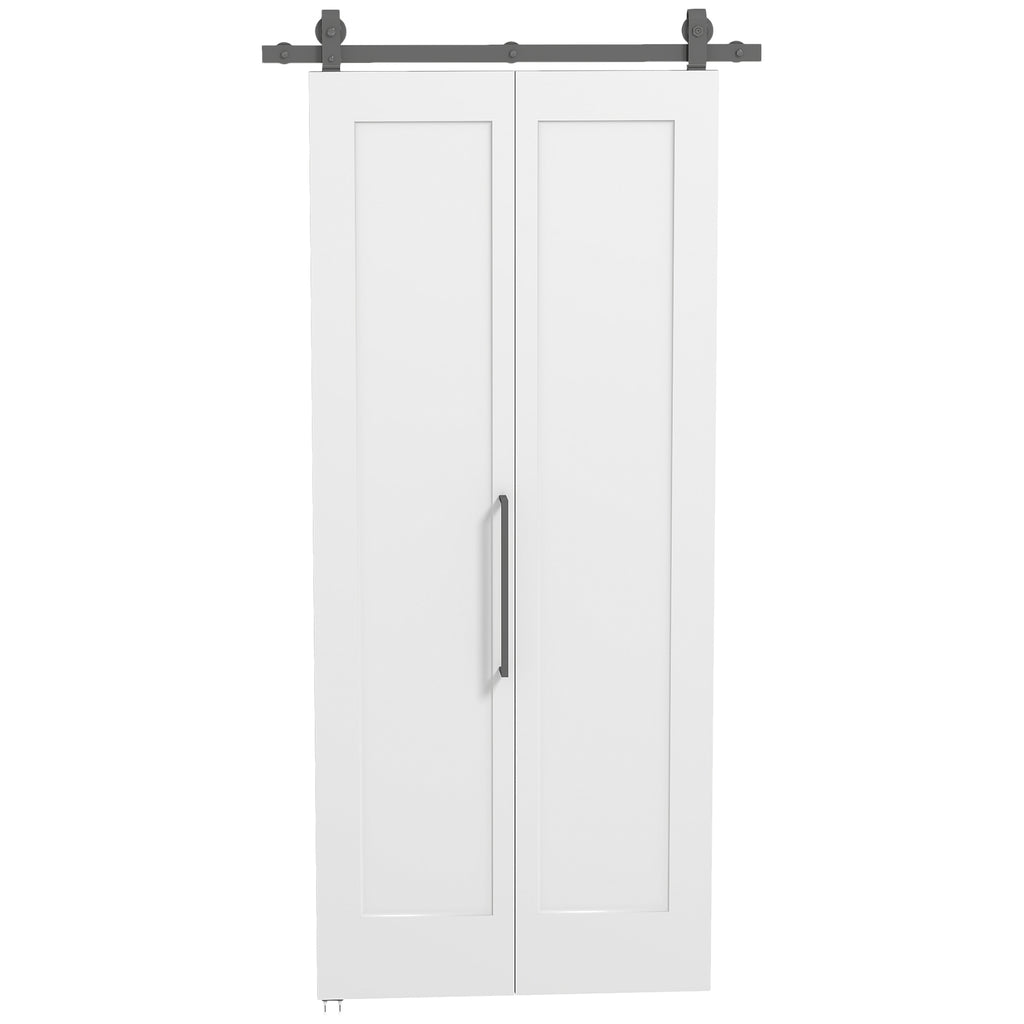 Sliding Folding Bifold Door with Paintable Surface, 90x210 cm, White
