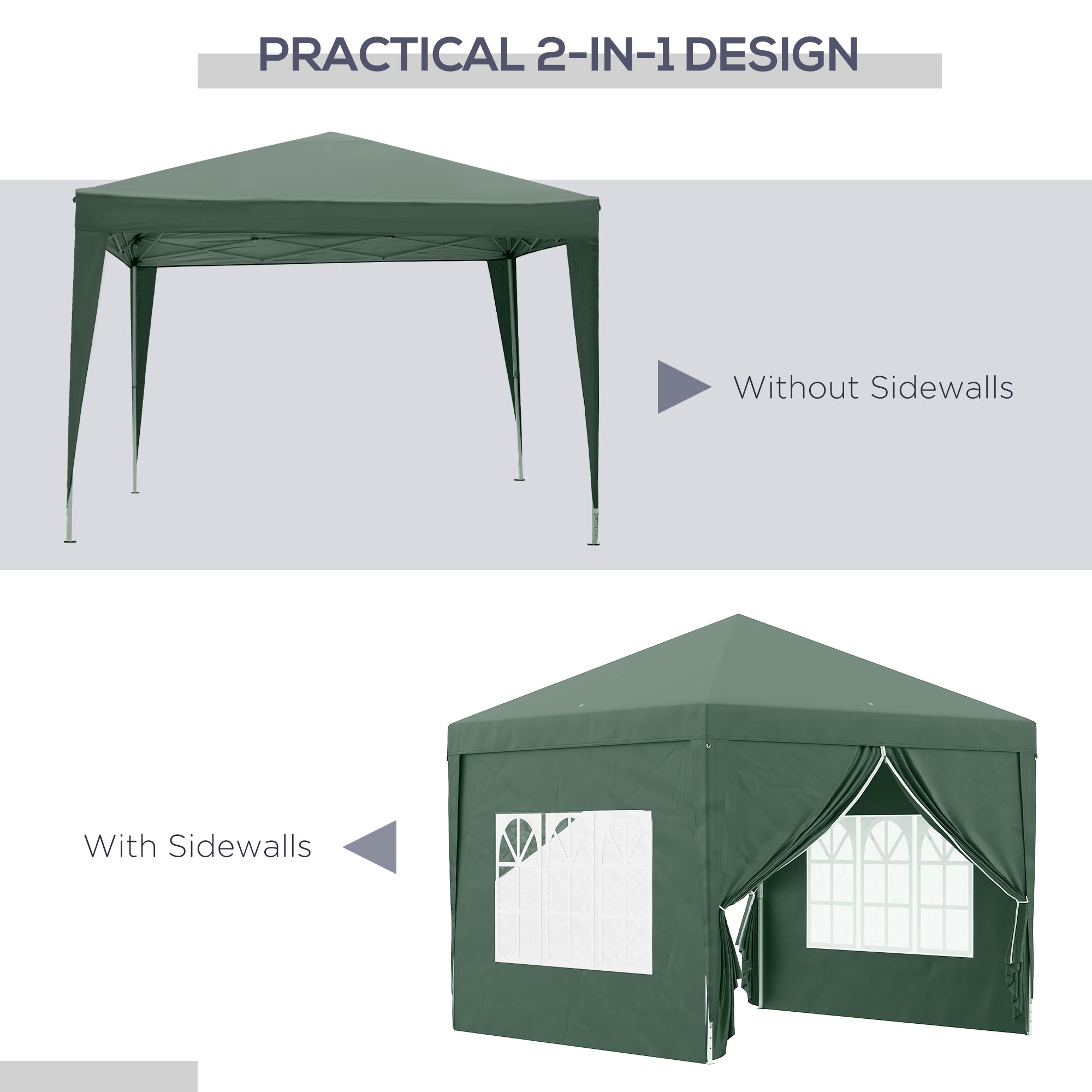 Outsunny Gazebo 3x3 m from waterproof garden in steel with oxford fabric cover, green - Borgè