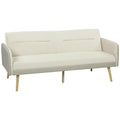 3-Seater Sofa Bed with Reclining Backrest and Velvet Upholstery, 185x84x83 cm, Beige