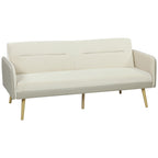 3-Seater Sofa Bed with Reclining Backrest and Velvet Upholstery, 185x84x83 cm, Beige