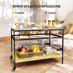 Outsunny Garden Food Cart in Wood with Slats and Steel, Shelf and Handle, 107x65x80 cm