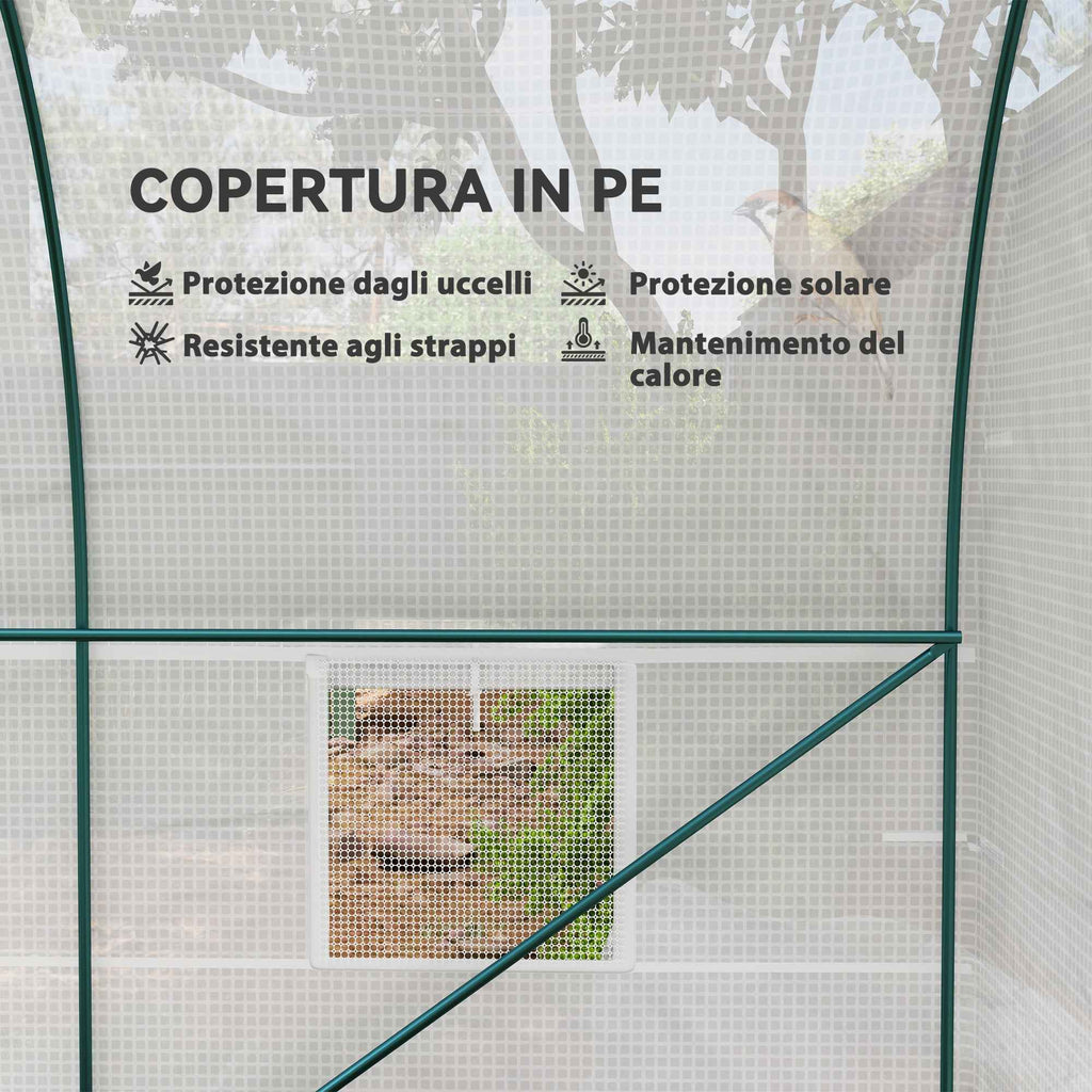 Outsunny 2.5x2x2m Steel Frame Tunnel Greenhouse with 4 PE Windows, White