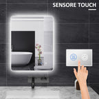 Bathroom Mirror with Adjustable LED Lights, Touch Switches and Anti-Fog Function, 70x50 cm