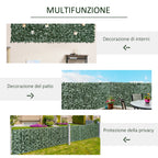 Outsunny Faux Ivy for Balcony in Anti-UV PE, Artificial Hedge Roll with Leaves, 240x100cm, Dark Green