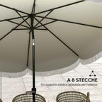 Outsunny 2.7x2.4 m Round Garden Umbrella with Crank Handle, Metal and Polyester, Light Grey