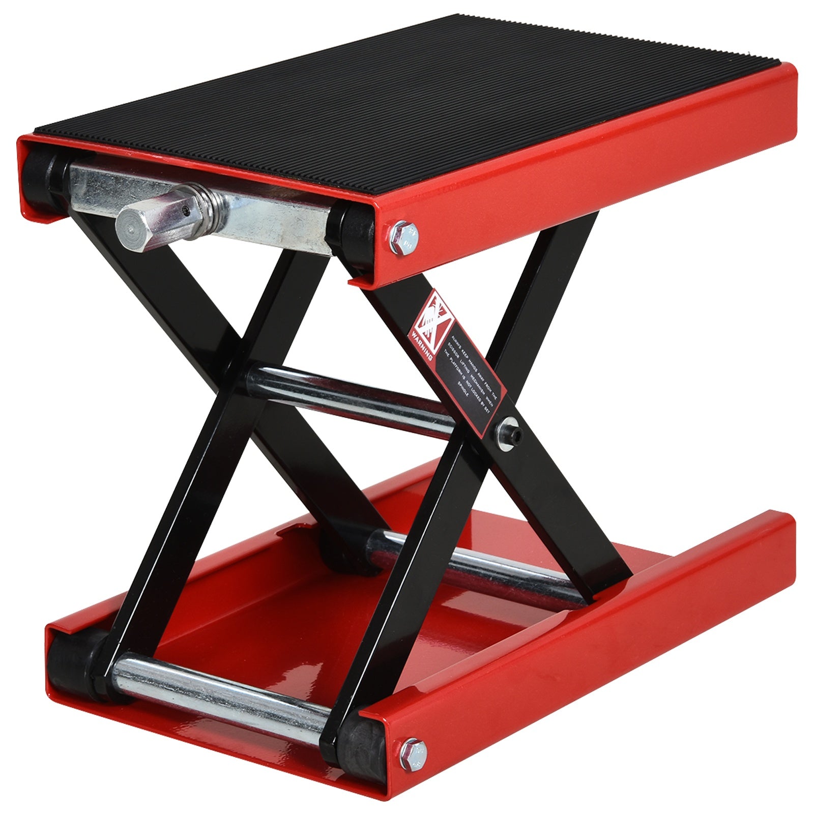 Motorcycle Lift Stand, Red and Black Steel Motorcycle Lift, Foldable and Non-Slip 41.5 x 23.5 x 10-37cm