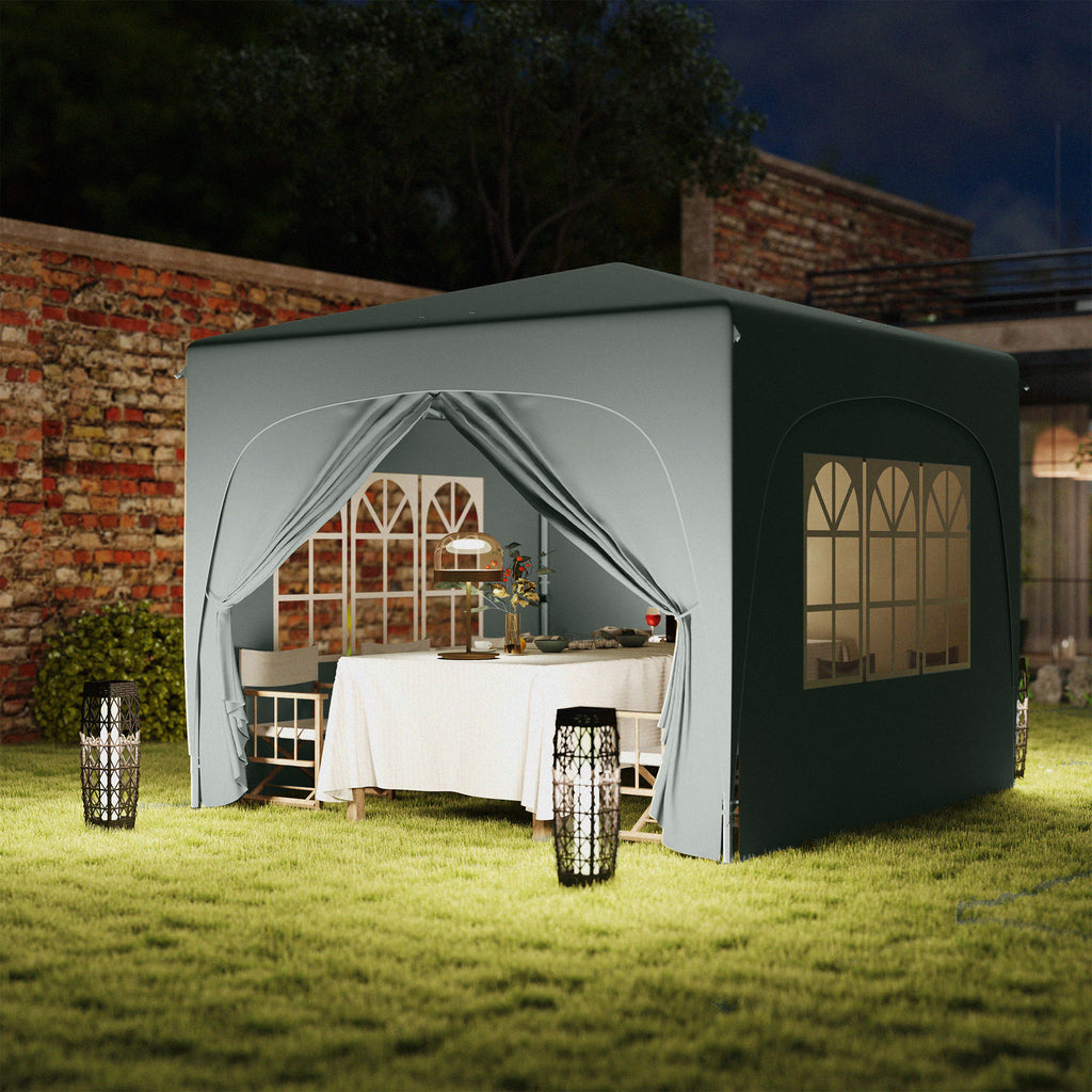 Folding Garden Gazebo 3x3m with Adjustable Height, UPF50+ Protection and Bag, Light Grey