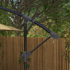Decentralized Garden Umbrella with Cross Base and Crank Opening, 294x193cm, Brown