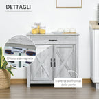 Country Kitchen Sideboard with 2-Door Cabinet and Drawer, 80x39.7x80cm, Grey
